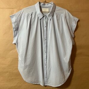 Citizens Of Humanity Penny Blouse Top Cotton Poplin Button Up Shirt Blue Size XL